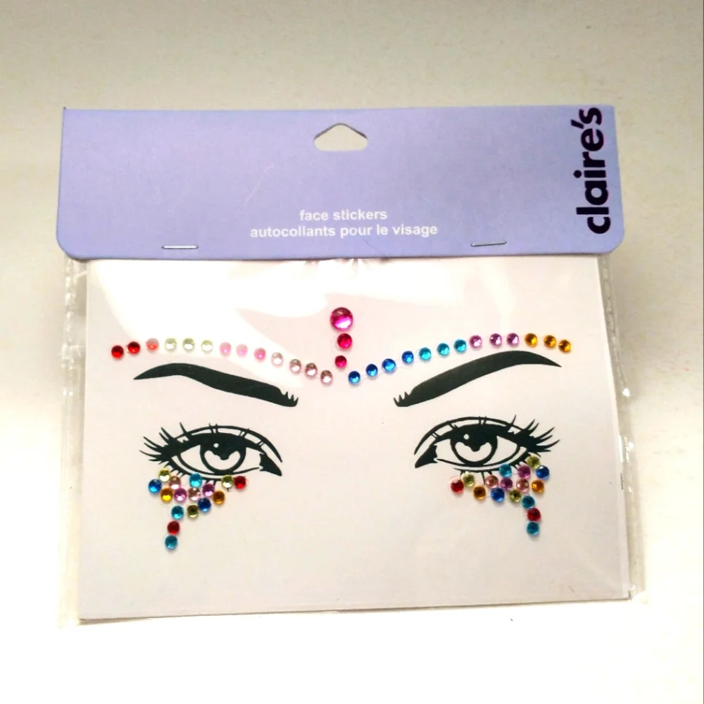Claire's Accessories‎ Rainbow Forehead Skin Gems Face Sticker Cute Lot Of 2
